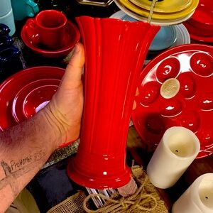 Fiesta Scarlet 9 5/8” Vase (color Skip Base)